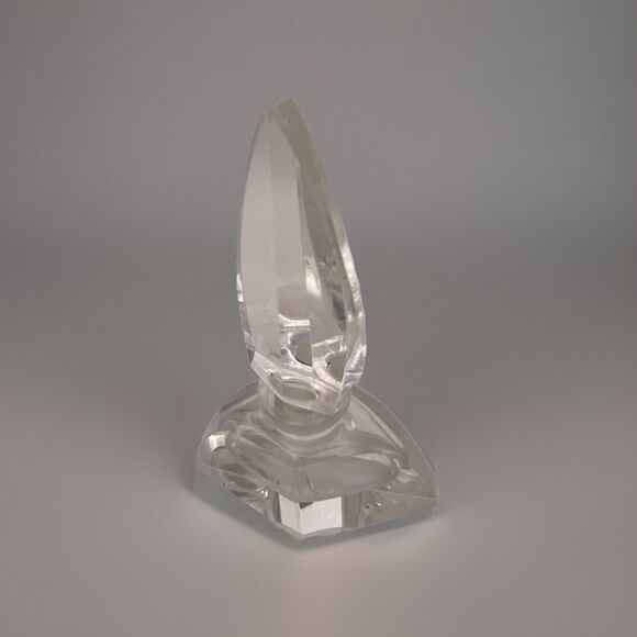 Vintage Hand Cut Art Deco Beveled Lead Crystal Perfume Bottle 5" Stopper Japan - Picture 8 of 11